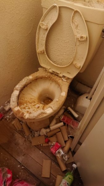 放置され使えなくなったゴミ屋敷のトイレ